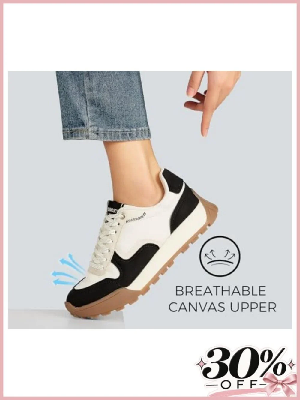 Platform Canvas Sneakers Casual Lace Up Low Top Rubber Sole